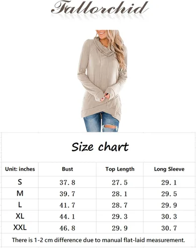 Vista 6 de Fallorchid Sudaderas de manga larga con cuello vuelto para mujer