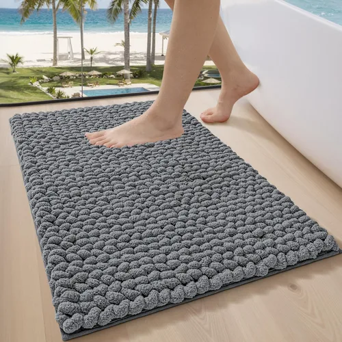 Vista 18 de LUMI Alfombra de Baño de Lujo, Tapete de Baño Ultra Suave de Secado Rápido, Alfombra de Baño Antideslizante Absorbente de Chenilla Gruesa, Tapete