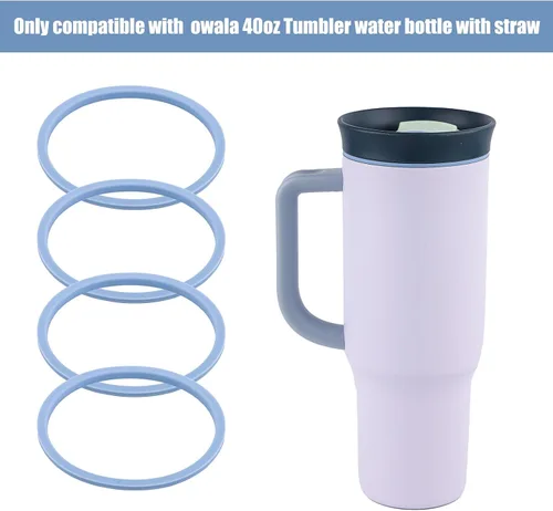 Vista 7 de 4 piezas de repuesto de junta para vaso Owala de 40 onzas, vaso de acero inoxidable de 40 onzas O Shaped Rubber Lid Seal Ring Water Bottle