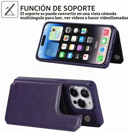 Vista 5 de Cavor Funda para iPhone 14 Pro Max con Tarjetero, Funda Cartera para iPhone 14 Pro Max para Mujeres y Hombres, Soporte de Tarjetas de Crédito