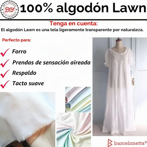 Vista 2 de Barcelonetta Tela de algodón para césped Tela de forro 100% algodón Delgado 58 pulgadas de ancho Costura, capa de sensación de aire Negro