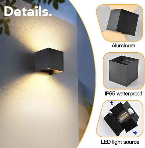 Vista 6 de 2 piezas de luces de pared G9 para exterior/interior, apliques de pared con luces hacia arriba y abajo, IP65 impermeables, iluminación moderna