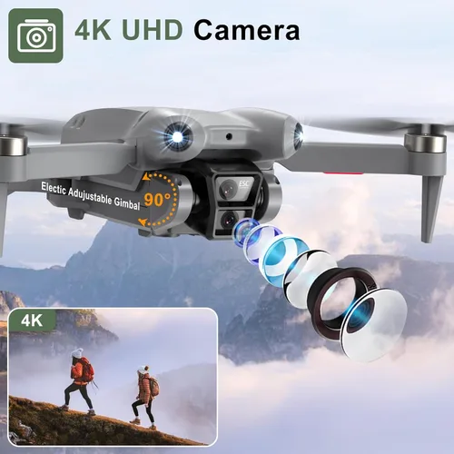 Vista 2 de Drone PRO con cámara para adultos 4K, motores sin escobillas para niños principiantes, 40 minutos de tiempo de vuelo con 2 baterías, FPV