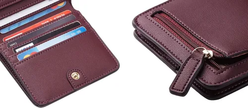 Vista 9 de Toughergun - Cartera de cuero genuino de lujo para mujer con cierre Rfid y ventana de identificación