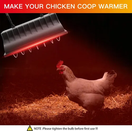 Vista 6 de Lámpara de calentador de gallinero de 250 W, lámpara de calor colgante de invierno para pollos incubadoras de pollos incubadoras de temperatura