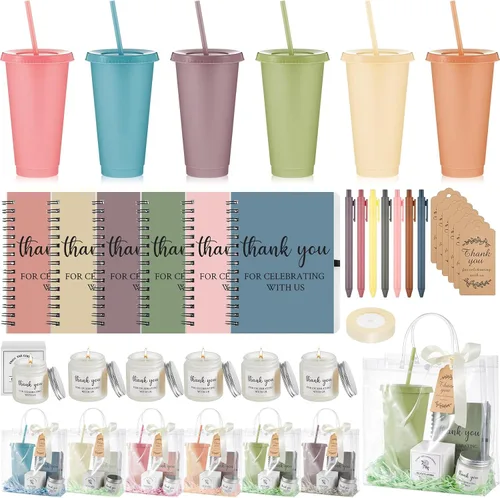 Vista 35 de Nuogo - Juego de 2 premios de ducha para padres para adultos, regalo de despedida de soltera, vaso de plástico, cuaderno con vela perfumada, bolsa