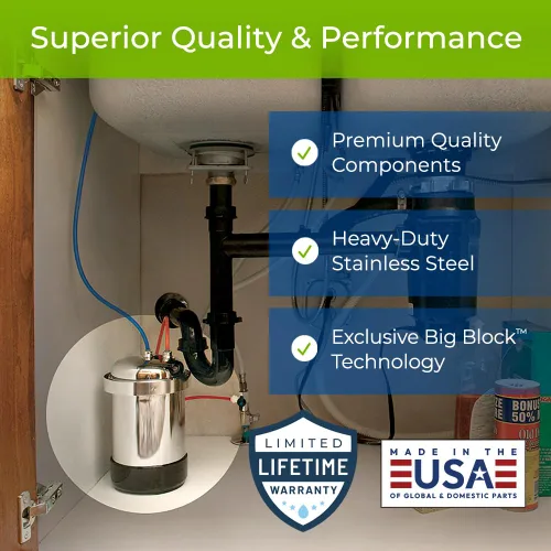 Vista 3 de WaterChef U8500 Premium - Sistema de filtración de agua debajo del fregadero y grifo de la serie Designer (níquel cepillado), certificado NSF/ANSI