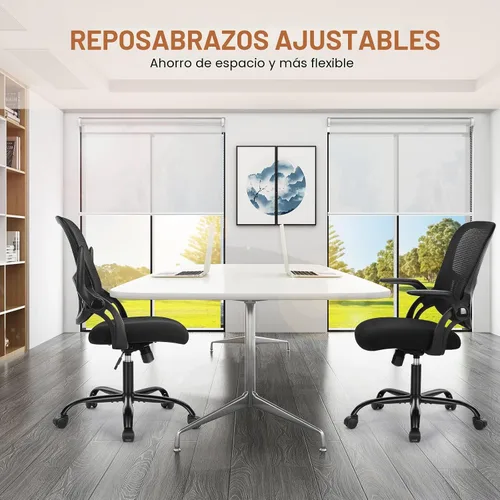 Vista 5 de Sweetcrispy Silla de escritorio para computadora de oficina, ergonómica, de malla con respaldo medio, giratoria, con ruedas, cómodo soporte lumbar