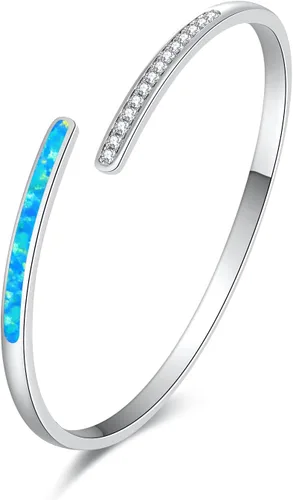Vista 10 de CiNily Pulsera de ópalo para mujer, chapada en oro, hipoalergénica, con piedras preciosas abiertas