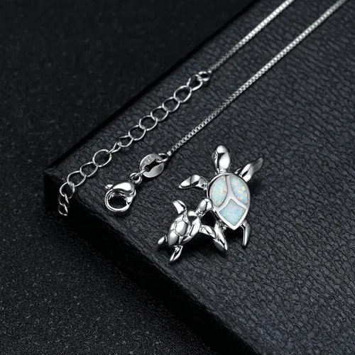 Vista 6 de Vanel Collar de tortuga, collar de plata de ley 925 con ópalo de tortuga marina para mujer, joyería de ópalo, regalo de tortuga marina para mamá