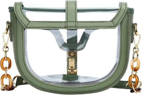 Vista 4 de KKXIU Bolso cruzado transparente para mujer, de piel vegana, aprobado para estadios, para concierto, al hombro, deportivo, bolso transparente
