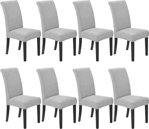 Vista 28 de Juego de 2 fundas para sillas de comedor, fundas elásticas para sillas de comedor, fundas para sillas de cocina de jacquard texturizadas, decoración