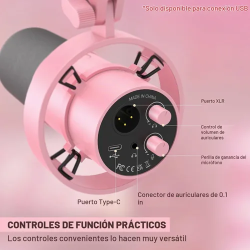 Vista 3 de FIFINE Studio XLR - Paquete de micrófono para podcast con soporte de micrófono de perfil bajo, micrófono de transmisión USB con botón de silencio