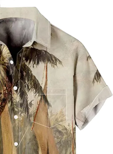 Vista 4 de WRITKC Tropical Shirts Button Down Holiday Casual Hawaiian Short Sleeve Men Loose Beach Shirts