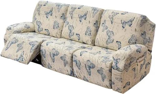 Vista 44 de Fundas elásticas para sillas reclinables, 4 piezas, fundas estampadas Lazyboy para sillón reclinable Lazyboy, funda de elastano suave para silla