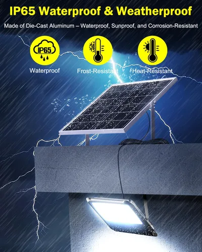 Vista 5 de Engrepo Luz solar al aire libre, 10000LM Luces Solares del atardecer al amanecer Auto On/Off Luz de inundación de seguridad alimentada por energía