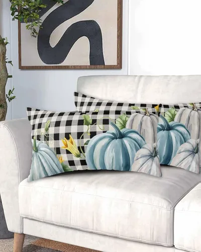 Vista 2 de Fundas de almohada de tamaño King de Acción de Gracias, fundas de almohada suaves decorativas para sofá y lumbar con cierre de sobre, otoño verde