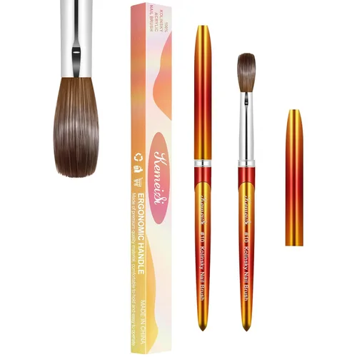 Vista 8 de Pincel para uñas acrílicas tamaño 16, pinceles de arte de uñas 100% puro Kolinsky de KEMEISI con mango resistente, forma ovalada, herramientas