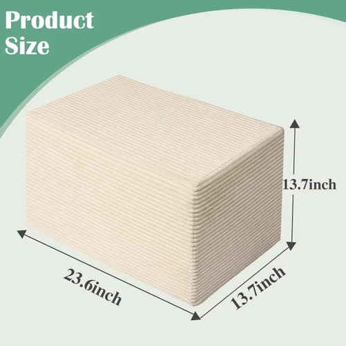 Vista 2 de Otomano Rectangular de Puf, Puf de Piso Relleno con Relleno de Espuma en Trozos, Reposapiés Suave de Felpa Coral en Forma de Raya Ancha, Otomano