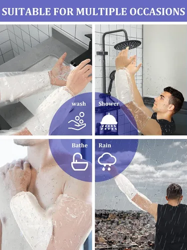 Vista 7 de Sosation 50 fundas impermeables para brazo para ducha, baño, protector de manga de brazo, fundas protectoras de vendaje largo para adultos, fundas