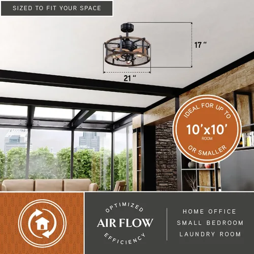 Vista 4 de VAXCEL Humboldt Ventilador de techo industrial de bronce y teca con kit de luz LED y control remoto