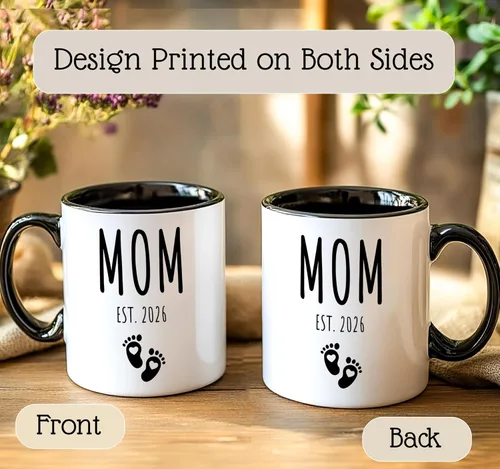 Vista 2 de Juego de tazas de café Mom Dad Est 2026, regalo para padres que esperan y nuevos padres para parejas, anuncio de embarazo, regalo de revelación