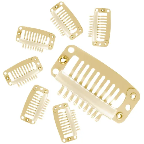 Vista 5 de WILLBOND - 30 piezas de broches para extensiones de pelo de 32 mm con 9 dientes, broches para pelucas y extensiones de pelo, peine pequeño
