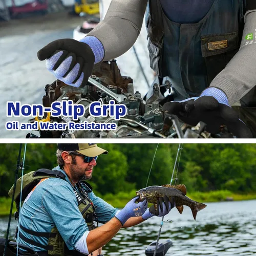Vista 4 de Schwer A4 AIR-SKIN - Guantes de trabajo resistentes a los cortes con extremadamente ligeros y delgados, guantes de agarre para pesca, trabajo