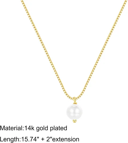 Vista 6 de Collares de perlas para mujer, gargantilla de oro simple chapado en oro de 14 quilates, collar de perlas de oro delicado, collar de cadena de perlas