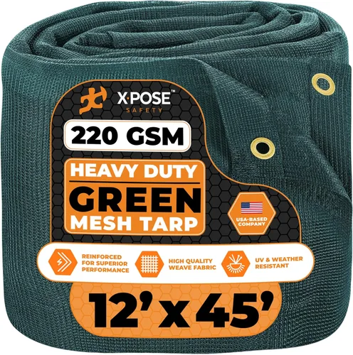 Vista 84 de Xpose Safety Lona de malla resistente, 4 x 10 pies, cubierta protectora negra multiusos con flujo de aire, uso para amarres, sombra, vallas, toldos