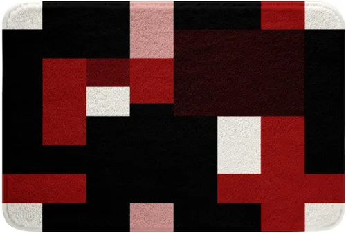 Vista 24 de Feelyou Beige Brown Bathroom Rugs Abstract Geometric Bath Mats Modern Art Bathroom Accessories Floor Doormats 16"x24" Soft Microfiber