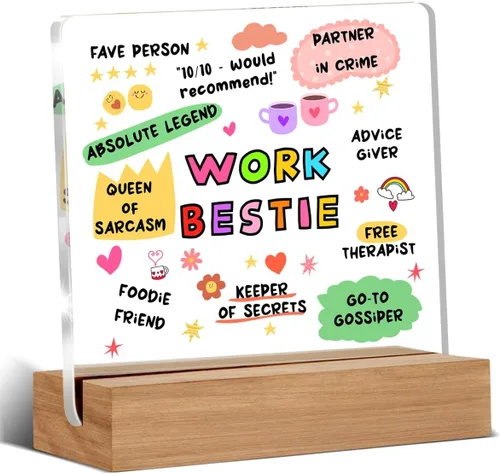 Vista 22 de Divertida placa acrílica retro de regalo para amigos, compañeros de trabajo, regalos occidentales para mujeres, hombres, mejores amigos, decoración