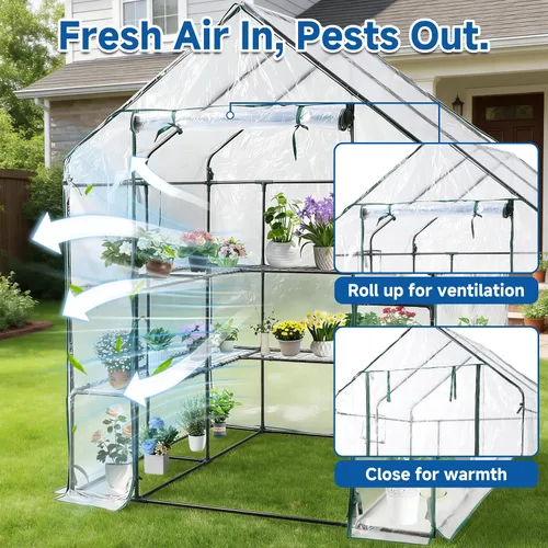 Vista 3 de SUNGIFT - Kit de invernadero para invernadero, PVC transparente mejorado, 57 x 61 x 80 pulgadas