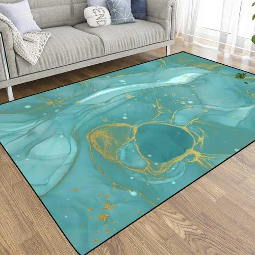 Vista 36 de TOMWISH - Alfombra abstracta pintada a mano en blanco y negro con pintura dorada, sala de estar, dormitorio, decoración de suelo, alfombra