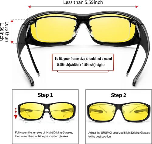 Vista 3 de URUMQI Gafas de conducción de visión nocturna para hombres y mujeres, lentes polarizados antirreflejos, lentes de alta definición amarillas