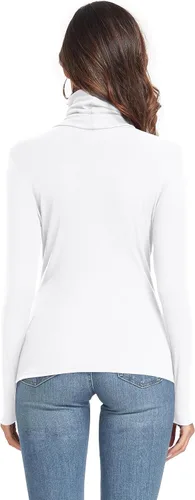 Vista 5 de Camiseta de manga larga para mujer, casual, ligera, cuello alto, ajustada, térmica, activa