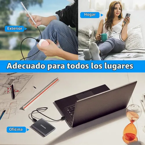 Vista 8 de Cable USB A a USB C 3.1/3.2 Gen 2 de transferencia de datos de 10 Gbps (6 pulgadas/0.5 pies), cable corto USB C SSD con carga rápida de 60 W QC 3.0