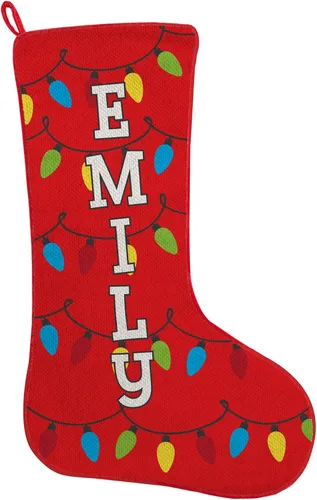 Vista 25 de Let's Make Memories Calcetín de Navidad Personalizado - Personalizado con Tu Nombre - Colores Tradicionales de Fiestas - Calcetines para la Familia