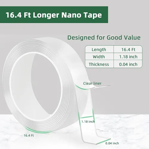Vista 2 de Cinta nano de doble cara, ultrafina y transparente, cinta de montaje reutilizable resistente, fácil de limpiar, adecuada para el hogar, escuela