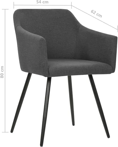 Vista 2 de Dining Chair Set of 2 Dark Grey Fabric, Modern Kitchen Dining Room Chairs with Metal Legs, Ergonomic Design for Home