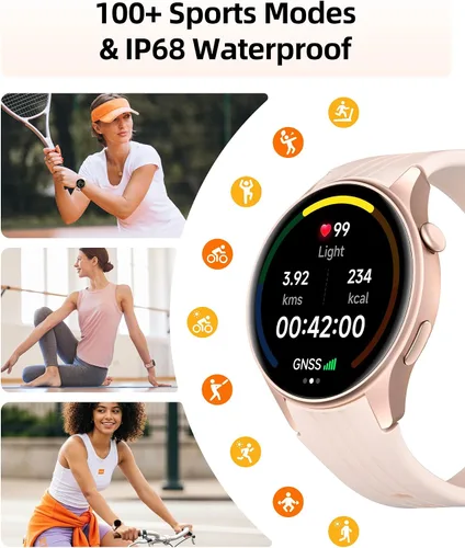 Vista 3 de Parsonver Smart Watch, Built-in GPS, Bluetooth Calling, Fitness Watch for Women with 100+ Sport Modes, IP68 Waterproof, Heart Rate, Sleep Monitor