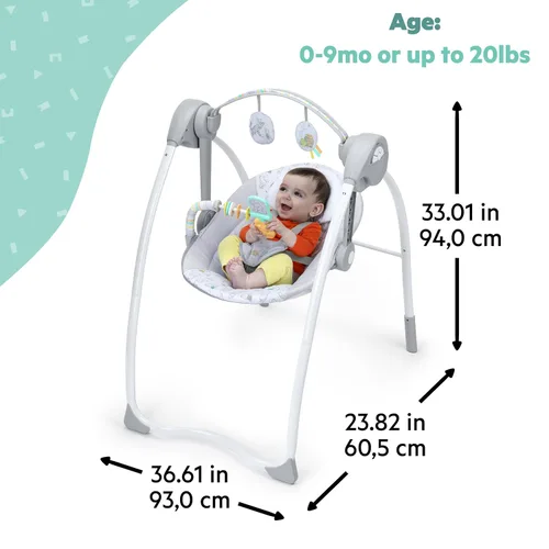 Vista 2 de Bright Starts Disney Baby Winnie The Pooh Milestone Swing, amigos clásicos, diseño plegable con juguetes y melodías, unisex, recién nacido +