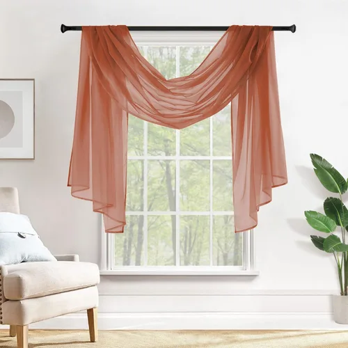 Vista 16 de MIULEE Cenefa Beige para Ventana para Fiesta - Cortina Transparente Cenefa Superior Tratamiento de Ventana Cortinas Decorativas para Arco de Boda