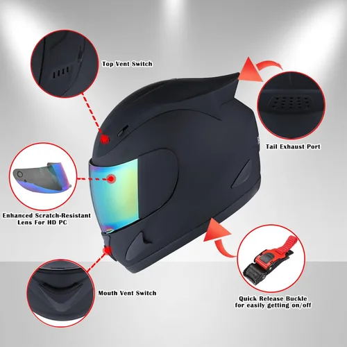 Vista 2 de 1Storm - Casco de cabeza completa para motocicleta, diseño de calavera mecánica HJDJ11