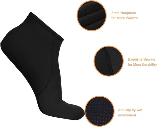 Vista 3 de FitsT4 Sports Calcetines de agua de neopreno de 0.118 in con aleta de esnórquel antideslizante para hombres y mujeres