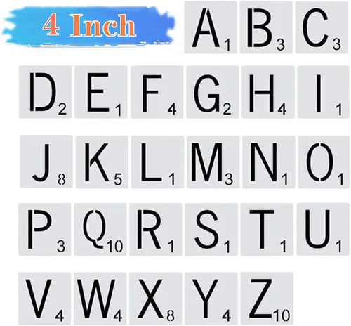 Vista 9 de 26 plantillas de letras Scrabble, letras reutilizables para decoración de pared, manualidades, pintura y nombres de familia (3 pulgadas)