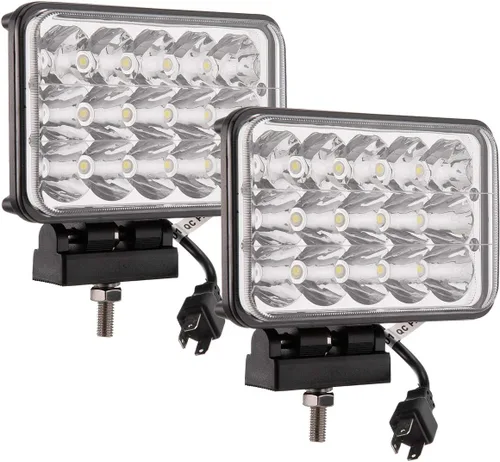 Vista 7 de Lightronic Luz antiniebla LED rectangular todoterreno de 4 x 6 pulgadas para Jeep, camión y tractor, ámbar de 3000 K, haz combinado de inundación