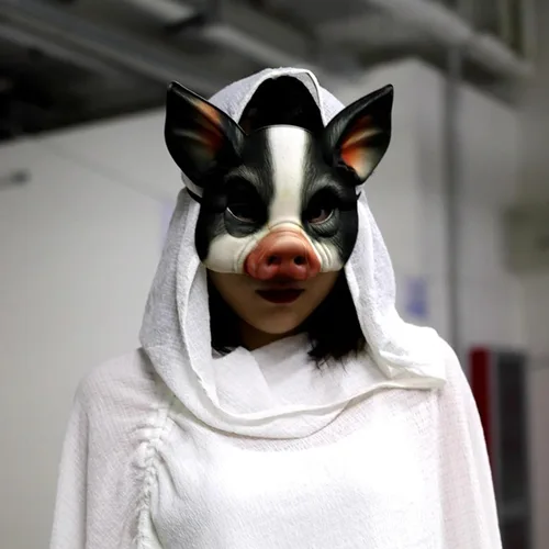 Vista 6 de Máscara de cerdo animal de media cara para Halloween, fiesta de disfraces, accesorios de cosplay