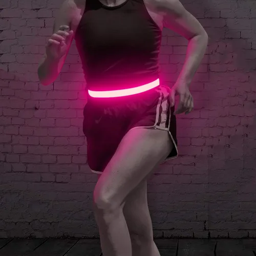 Vista 12 de BSEEN Cinturón LED para correr, cintura LED reflectante recargable por USB, cinturón de luz de seguridad intermitente para corredores, corredores