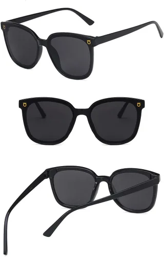 Vista 2 de Gafas de sol redondas de gran tamaño para mujeres y hombres, Negro